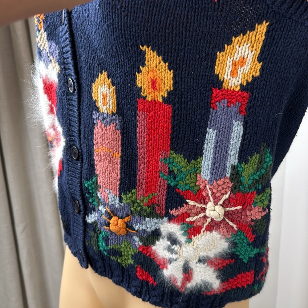 Vintage Cristal Kobe knitted Christmas sweater vest sz M rare - Picture 5 of 11